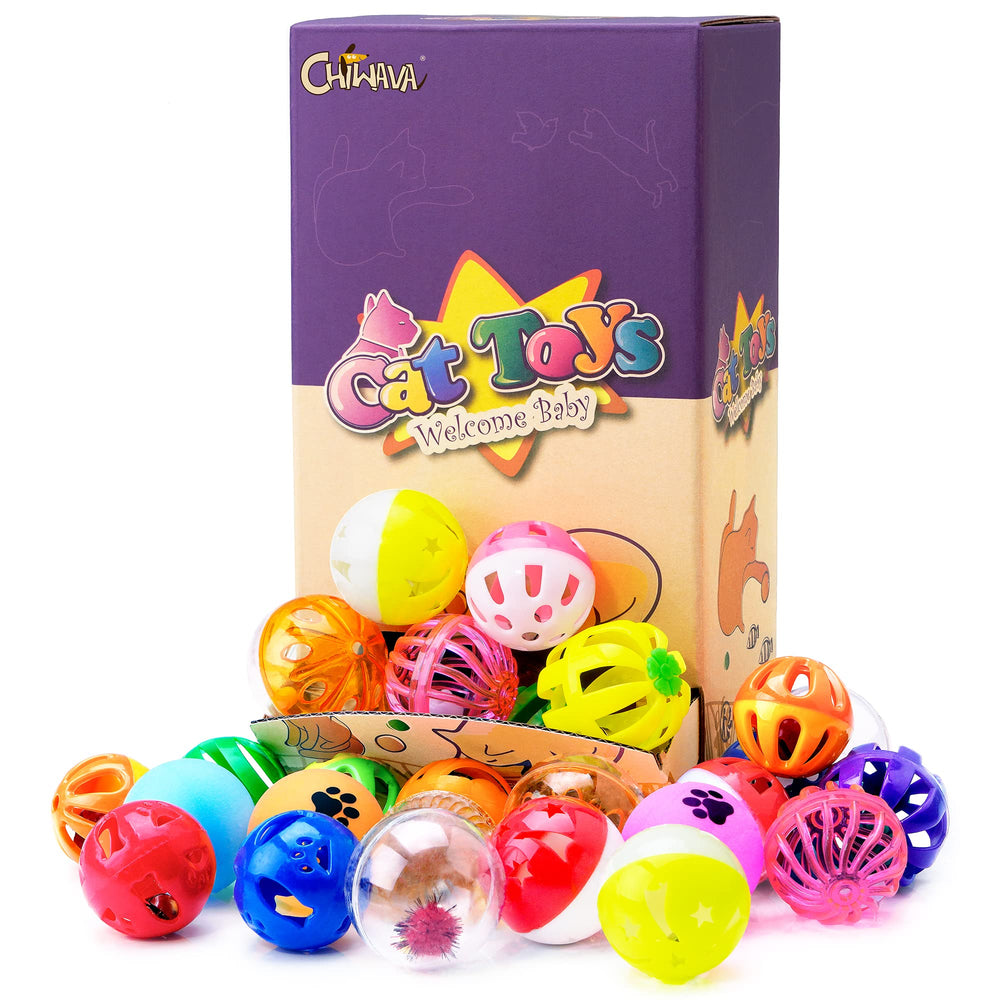 CHIWAVA 36-pack box of plastic balls ready for rolling play and quick interactive fun.
