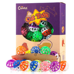 CHIWAVA 45pcs cat-bells balls close-up highlighting jingling chase play