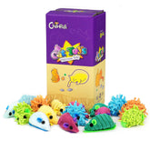 CHIWAVA striped shaggy mouse toy closeup with rattle for interactive play