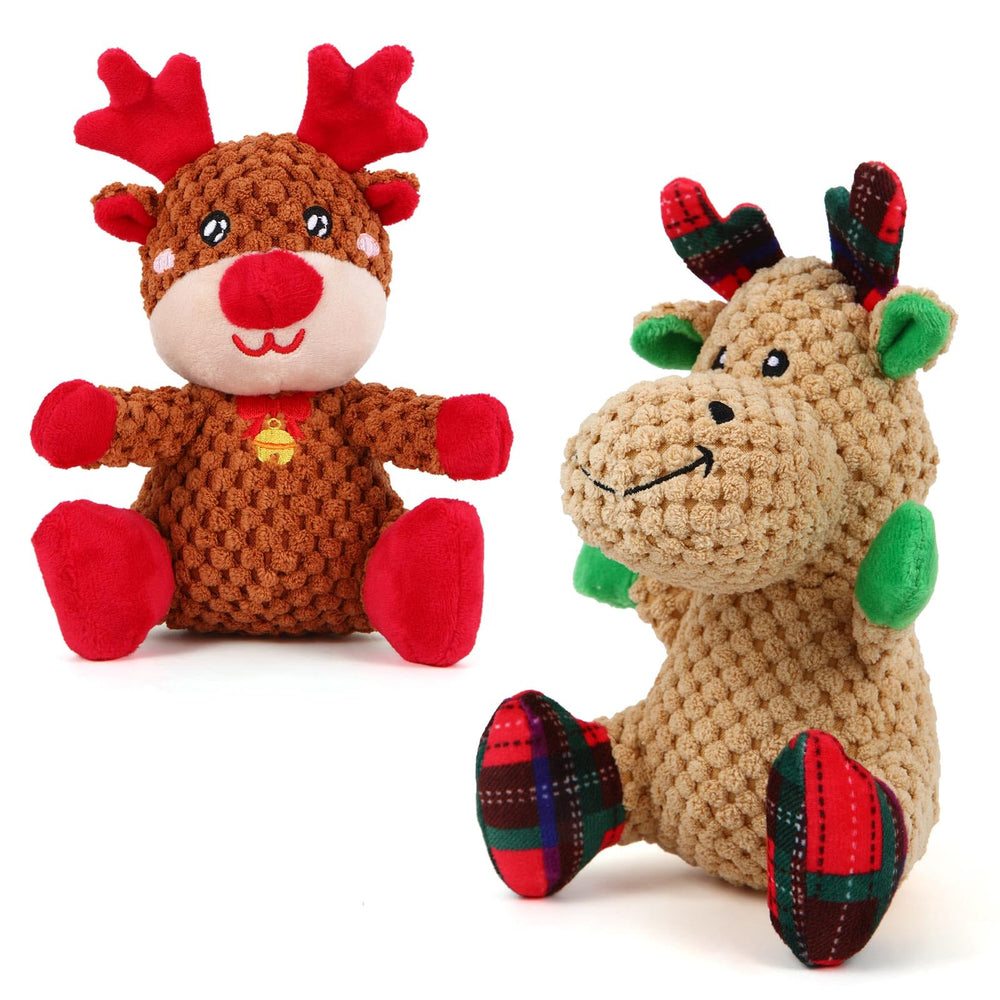 chngeary christmas elk plush toy for small dogs with soft plush and gentle squeak.