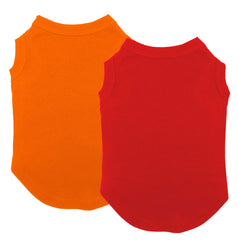Cholvivi plain dog shirt red front view shows breathable cotton for daily comfort.