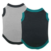 Chol&Vivi dog clothes two-tshirts in black and grey on a dog for casual wear.