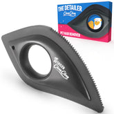 ChomChom Detailer in hand lifting dog hair from car seat.