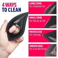 ChomChom Detailer on sofa fabric lifts pet hair easily.