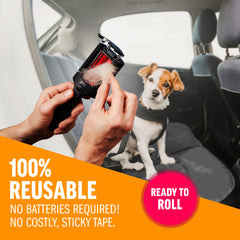 ChomChom Mini Roller in car interior for fast fur cleanup