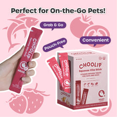 Choolip Squeeze Vita Stick formula includes Taurine, L-Carnitine and CoQ10 for pets.