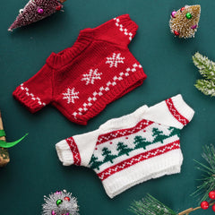 Choyaxo Christmas small animal sweater white trim closeup showcases soft acrylic knit.