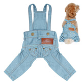 CHOYAXO Denim Overalls light blue front view for small dogs and cats