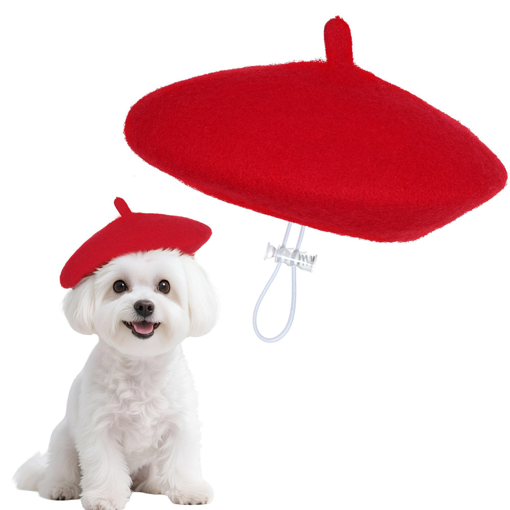 Choyaxo dog beret red close-up shows soft fabric for comfortable wear