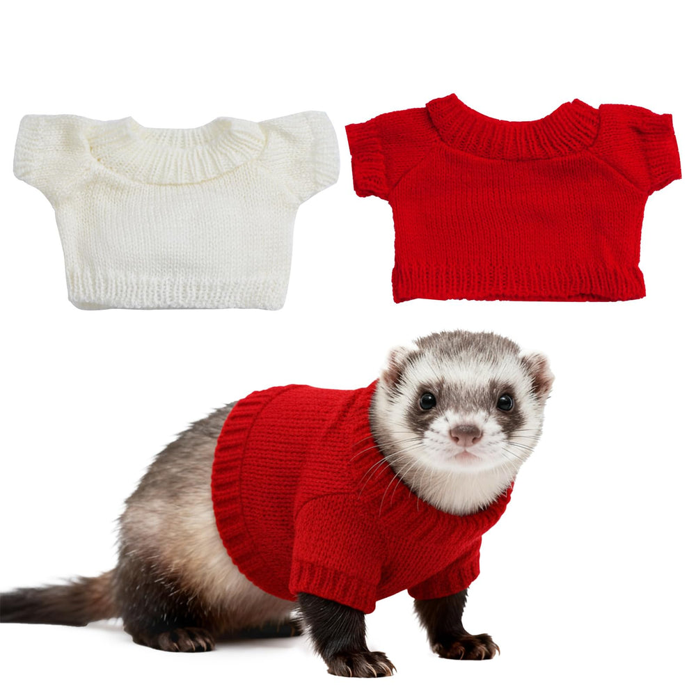 Choyaxo guinea pig sweater white front view highlighting cozy warmth for small pets.