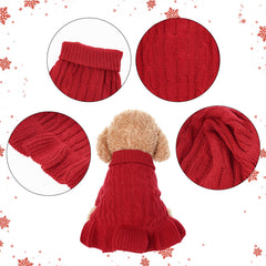Choyaxo red dog sweater worn by pet for holiday photos and cute dress-up