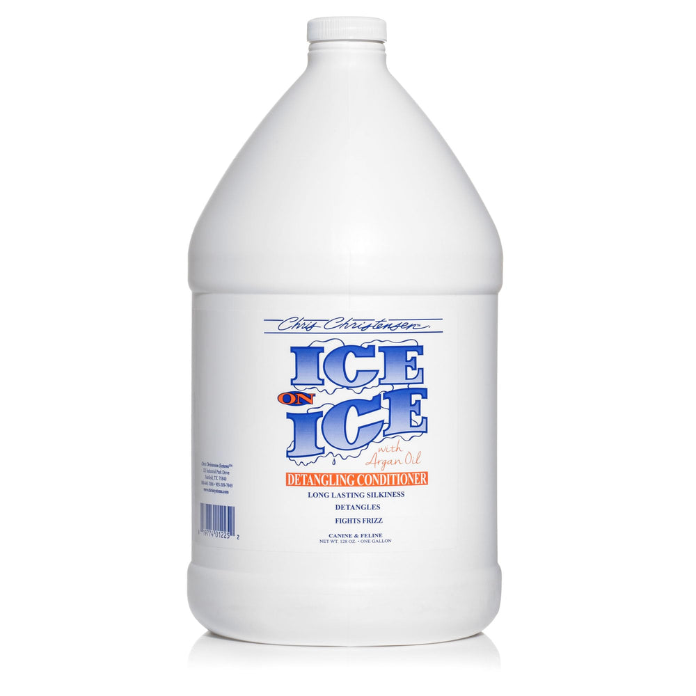 Chris Christensen Ice on Ice Detangling Conditioner bottle pour for easy grooming