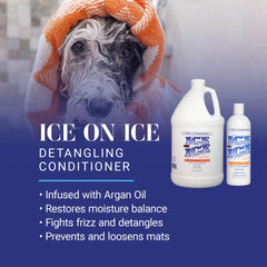 Chris Christensen Ice on Ice Detangling Conditioner label closeup highlights premium ingredients