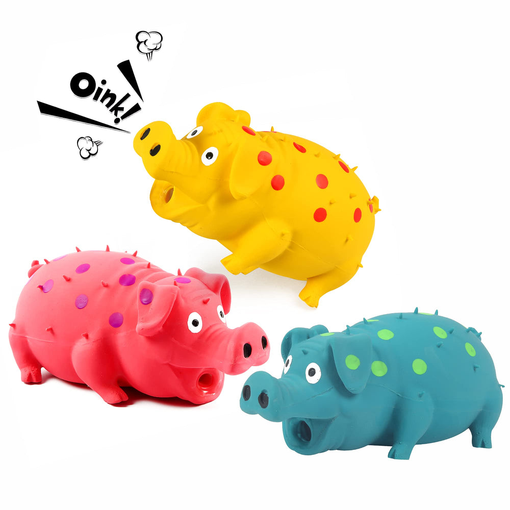 ChubbyPiggies 3-Pack Squeaky Pig Toys front view for engaging play