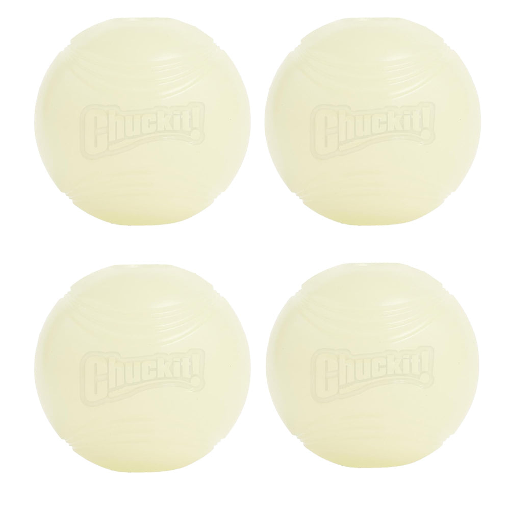 Chuckit glow ball 2.5-inch pack of 4 glows for night fetch