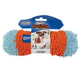 Chuckit Indoor Fetch Tumble Bumper toy, orange-blue front view, ideal for indoor fetch on hardwood floors.