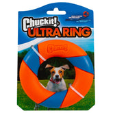Chuckit! Ultra Ring in flight showing topspin action for exciting fetch sessions.
