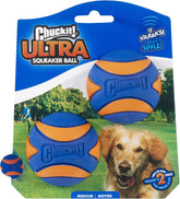 Chuckit Ultra Squeaker Ball in action boosts interactive fetch outdoors.