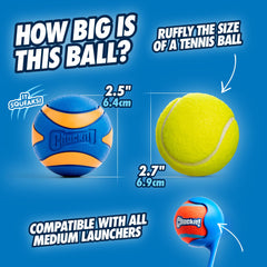 Chuckit Ultra Squeaker Ball durable rubber construction supports long-lasting play.