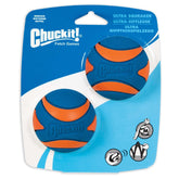 Chuckit! Ultra Squeaker Ball closeup shows durable texture for energetic fetch sessions.