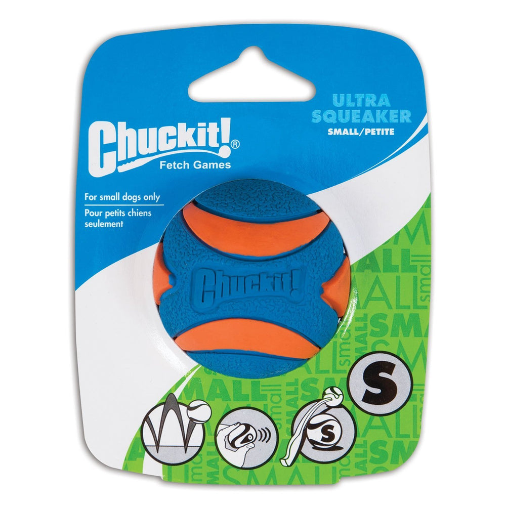 Chuckit! Ultra Squeaker Ball Small front view for energetic fetch
