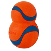 Chuckit! Ultra Tumbler tumbling on grass for engaging fetch and chase.
