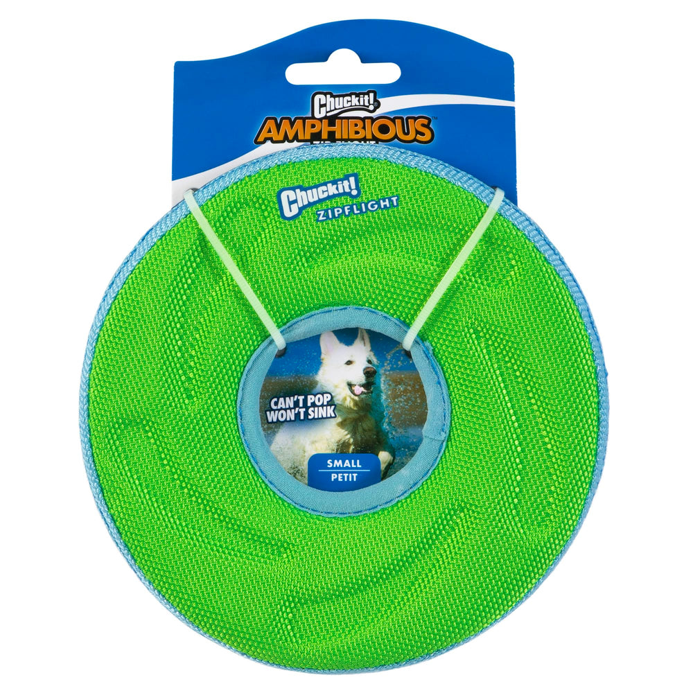 Chuckit Zipflight small disc in air for long-distance fetch