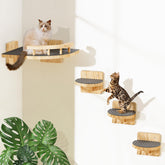 Chuiendi cat wall shelves 4-steps assembly show solid pine construction for safe indoor climbing.