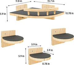 Chuiendi cat wall shelves 4-steps installation demonstrates quick, secure mounting on wall.