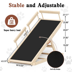 Chuiendi dog ramp guardrails provide extra safety while pets climb to high surfaces.