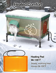 Chumajor heated cat house insulation six layer keeps warmth in sub-zero temperatures.