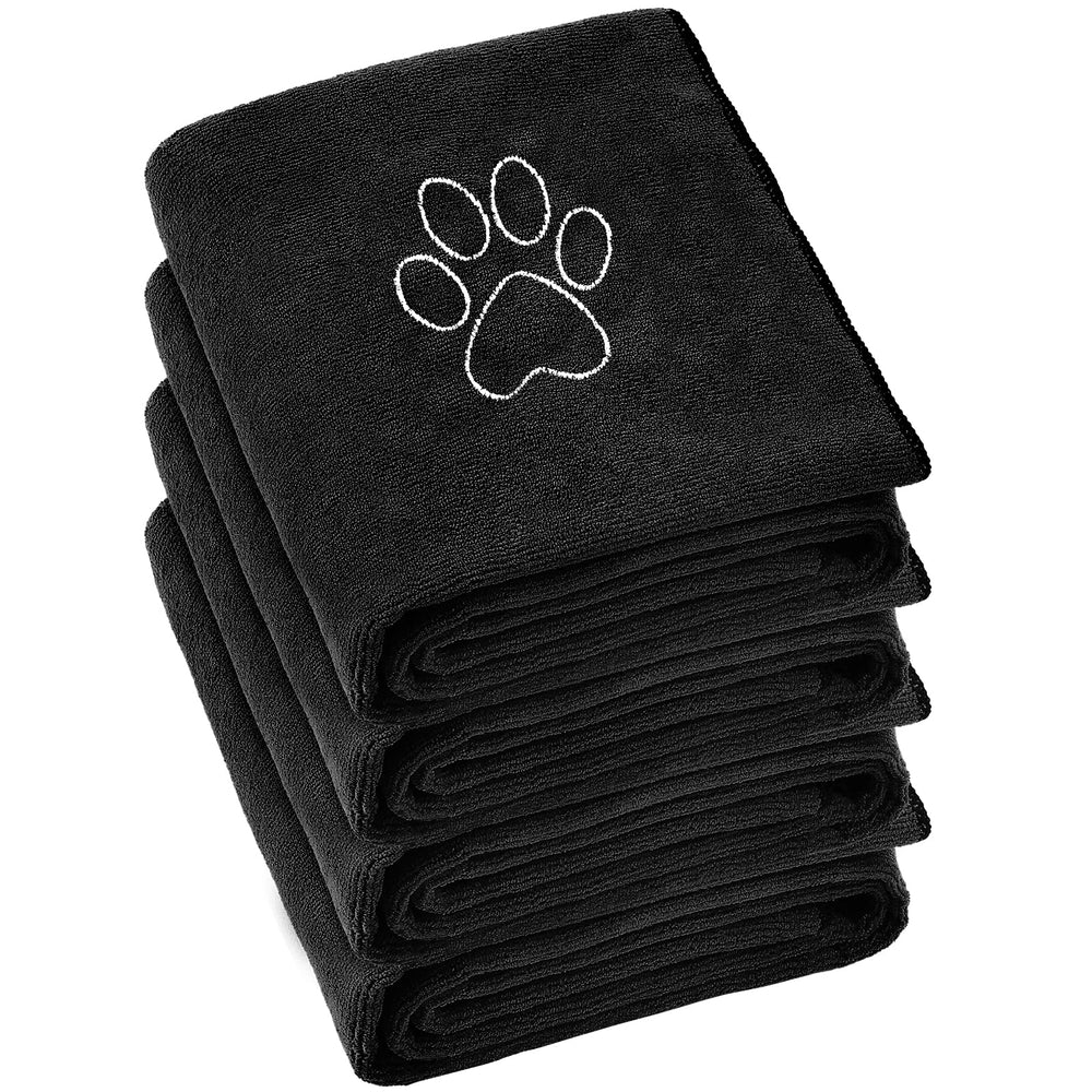 Chumia dog towels paw embroidery closeup for durable post-bath care