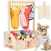 Chunful dog closet wooden wardrobe shows durable storage for pet gear