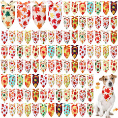 Chunful Thanksgiving bandanas bulk collection shows 100-piece set for versatile pet styling.
