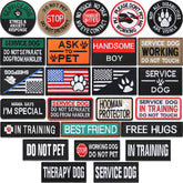Chunyin 25-pack service dog patches displayed on a harness for training visibility