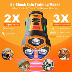 Chwwen dog bark deterrent ultrasonic modes illustrates fixed and flexible frequencies for different dogs