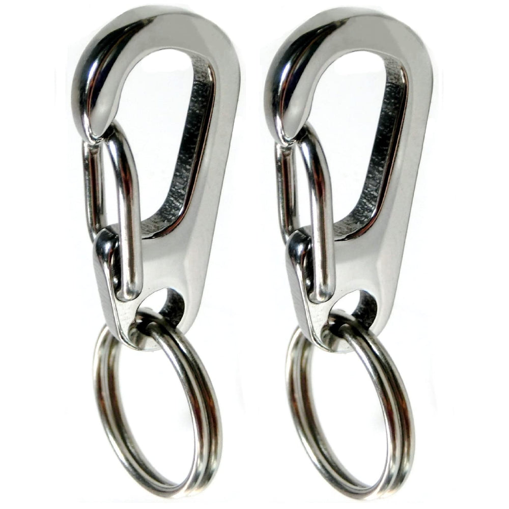 Chyobo stainless steel dog tag quick clips on a collar for easy tag swaps.