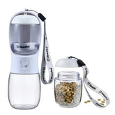 Botella de agua para perro Cibaabo con contenedor de alimento, ideal para paseos.