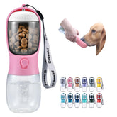 Cibaabo botella de agua para perros con contenedor de golosinas, ideal para paseos.