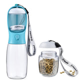 Cibaabo dog water bottle with food container and bowl attachment for on-the-go snacking.