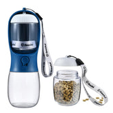 Cibaabo dog water bottle with food container closeup showing dual hydration and snack on the go
