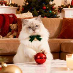 Cicy Bell bow-tie red-green collar enhances festive pet photos