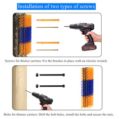 Cididu Livestock Scratch Brush used during horse grooming session with animals nearby