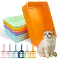 CIEOVO kitten litter box set: six colorful boxes for multiple-pet households.