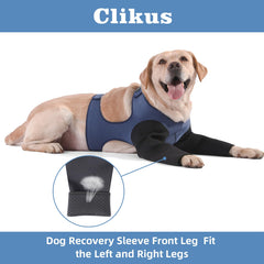 Cilkus dog sleeve front leg wearable hero demonstrates easy slide-on fit and dual-leg coverage