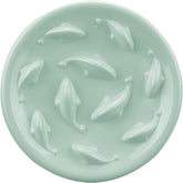 Cilkus slow-feeder bowl green top view encourages slower eating for cats and small dogs.