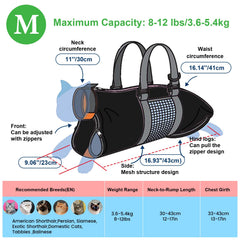 Cinf cat grooming bag back view demonstrates full-body coverage for safe grooming.