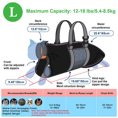 Cinf cat grooming bag back view with rear zipper access
