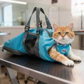 Cinf cat grooming bag blue closed back view for calm grooming and restraint