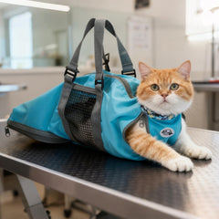 Cinf cat grooming bag blue closed back view for calm grooming and restraint